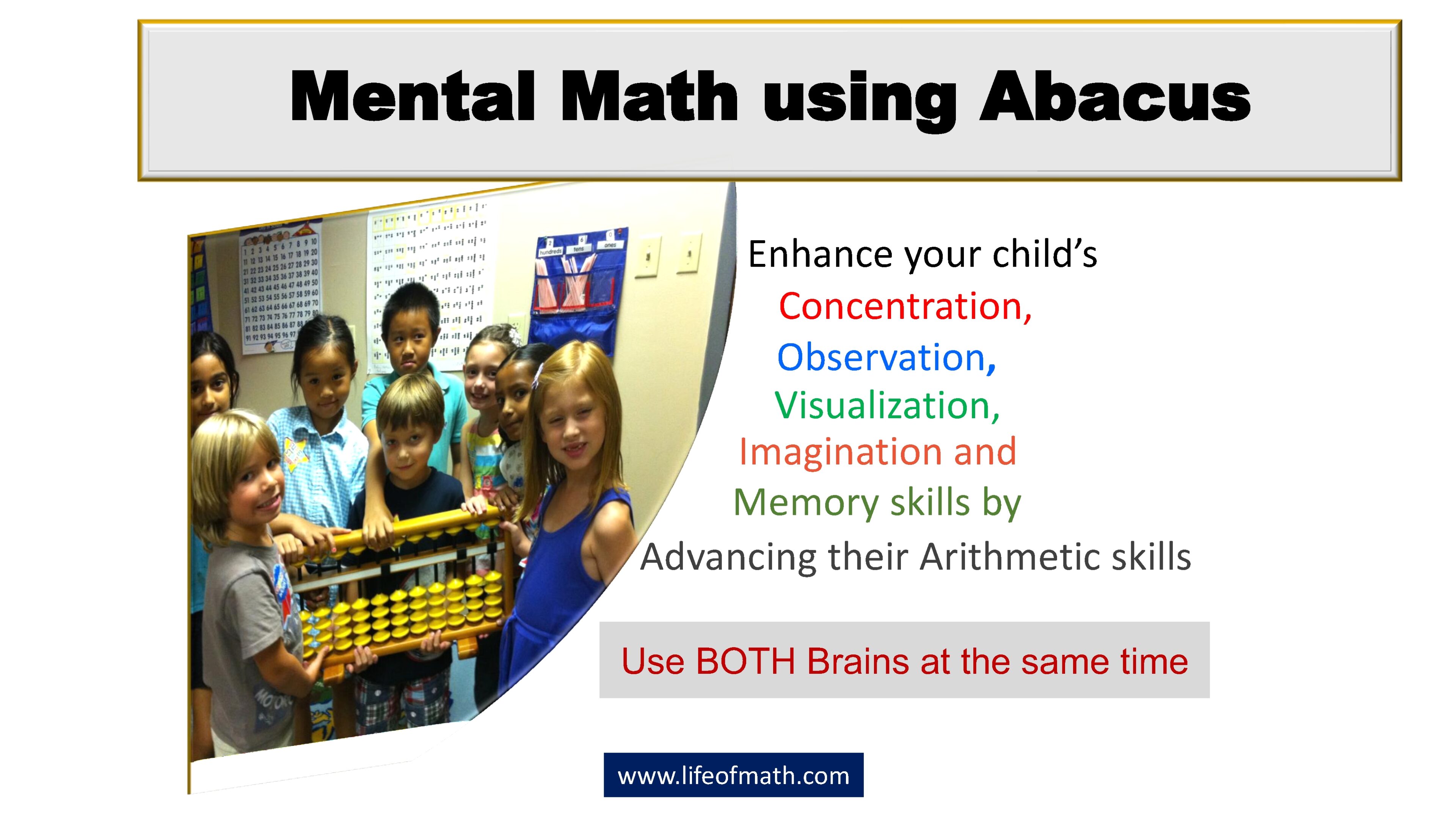Children learning mental math with abacus.