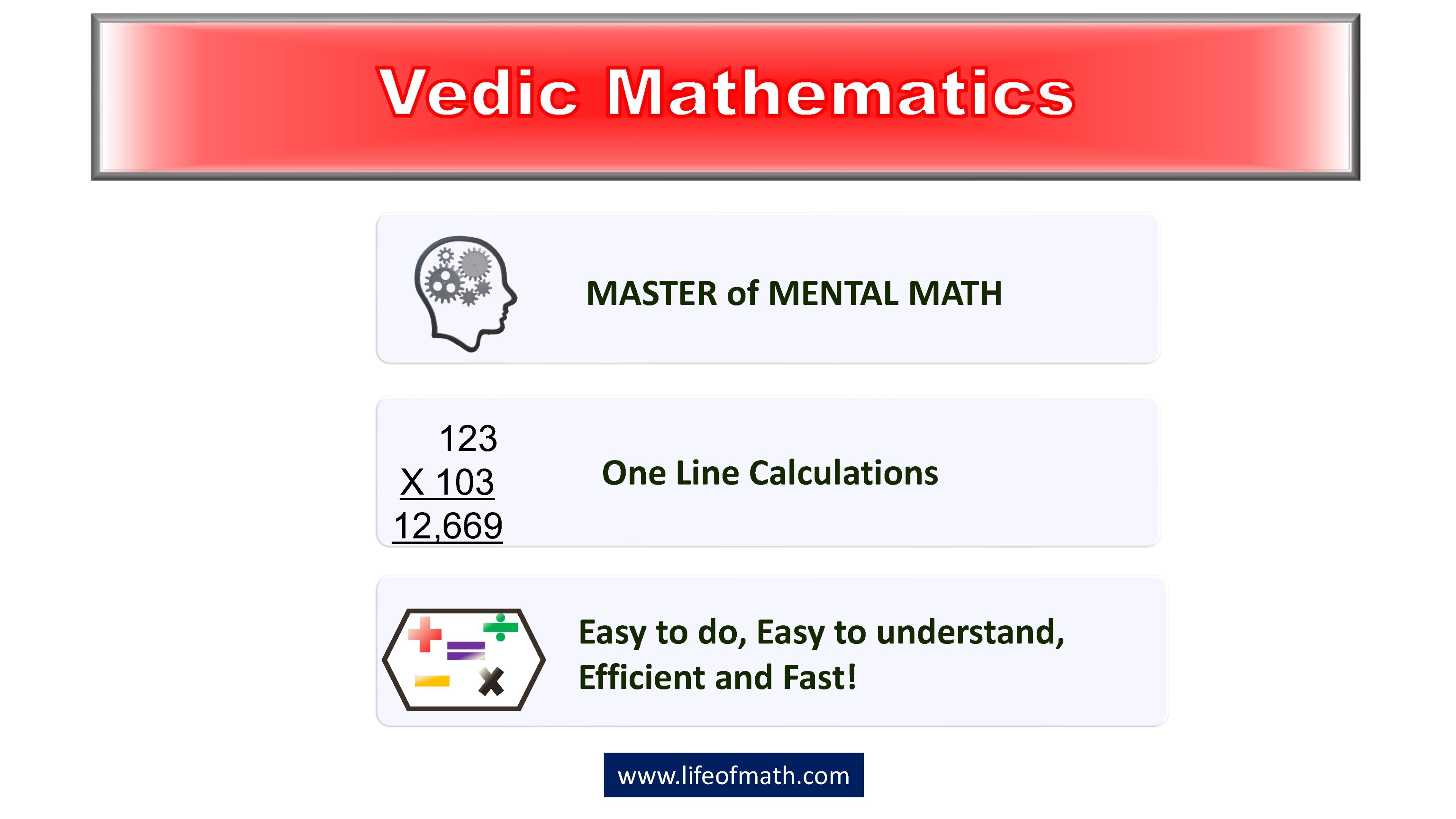 Vedic Mathematics mental math efficiency promotion.