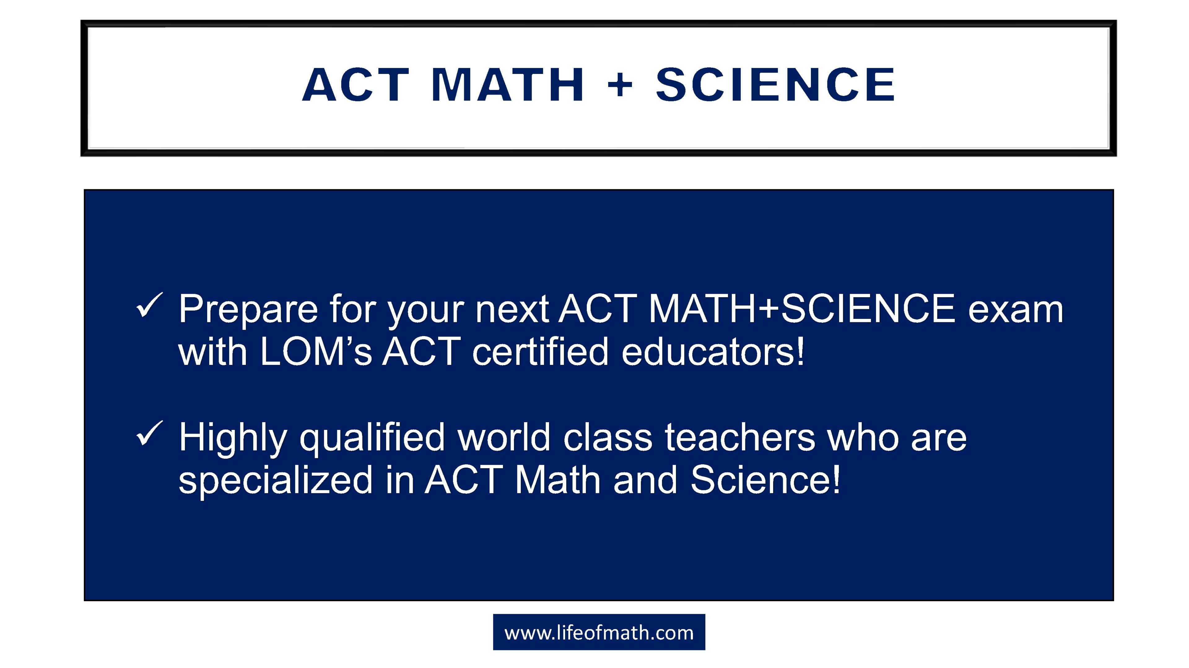 ACT math and science preparation advertisement.