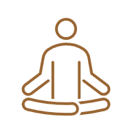 Person meditating icon on black background.